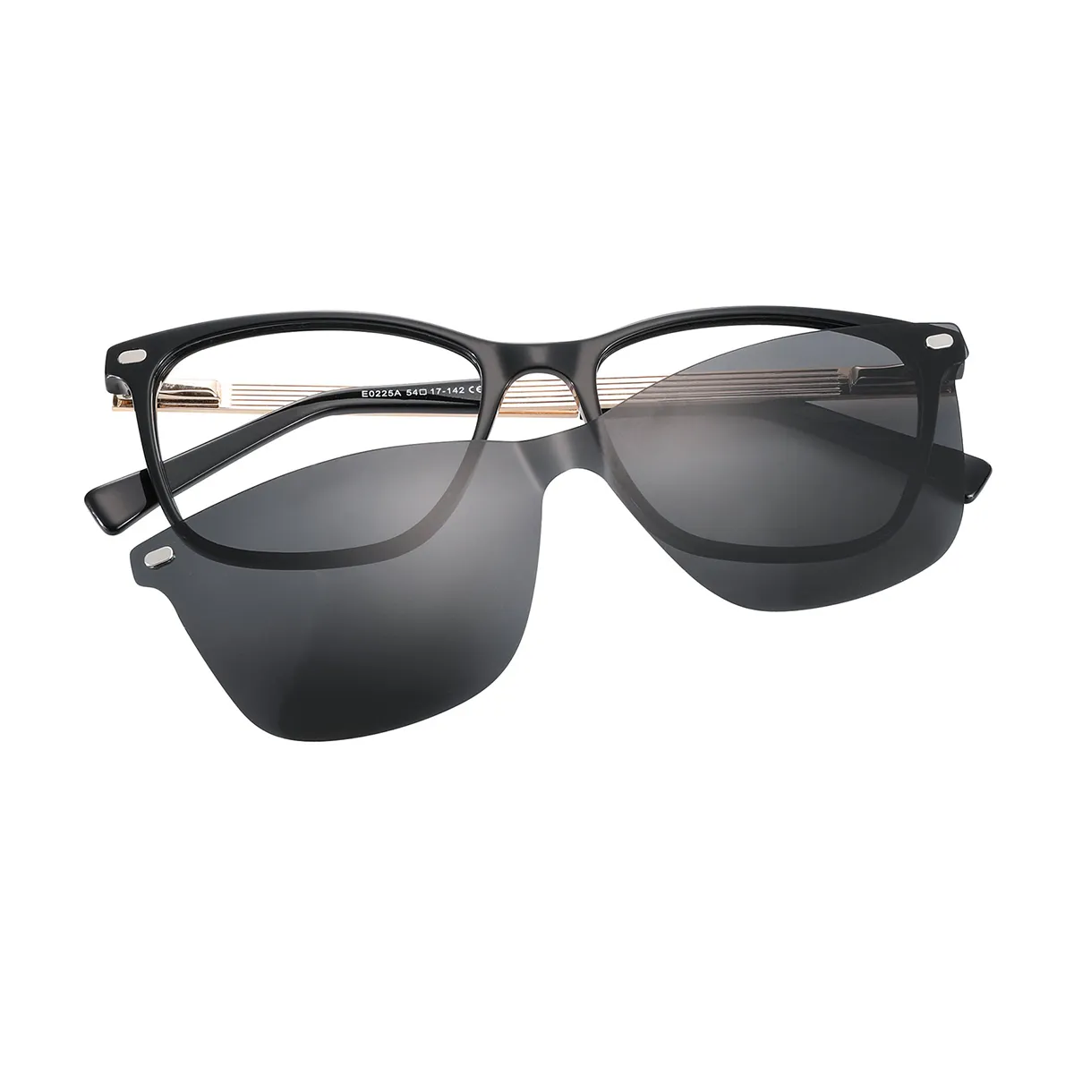 Classic Square Dark-Demi Clip On Sunglasses for Men & Women